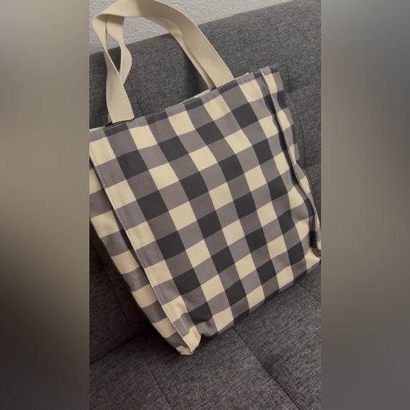 Zara Gingham Checkered Tote Bag - Black and Cream - Picture 3 of 4